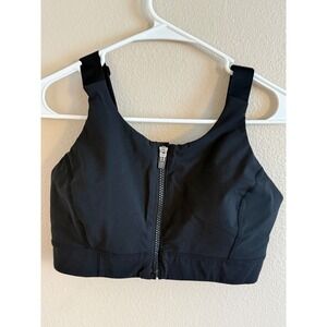 Outdoor Voices Powerhouse Front Zip Sports Bra Black High Impact Mesh Cutout